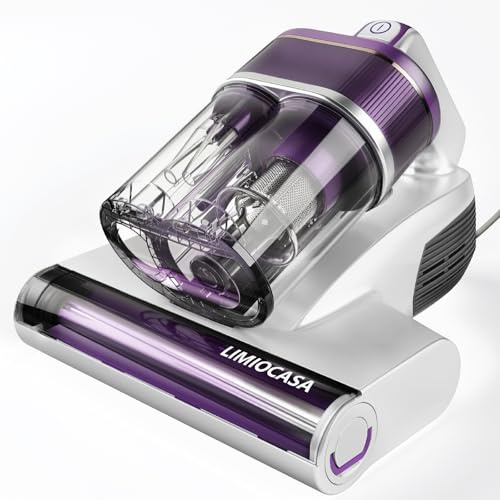 LIMIOCASA Bed Vacuum Cleaner 18KPa & 500W Powerful Suction, Visible Dust Sensor, 149°F Heat & UV-C Light, Mattress Deep Cleaning with HEPA Filter for Bed Couch Carpet (Corded)