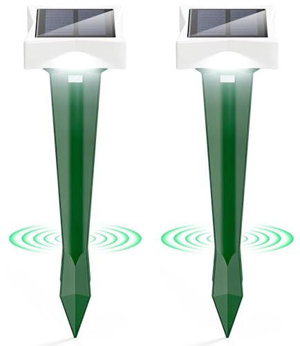 Repellente Topi Solare con LED e 3 Modalità, 2/4 pezzi Ultrasuoni Per Piccioni per Giardino, Ampia portata e Protezione dall'Acqua Dissuasori Per Topi Ultrasuoni per Talpe, Ratti, Serpenti
