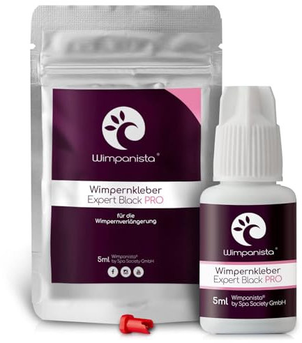 Wimpanista® Wimpernkleber Expert Black PRO (5ml) für die Wimpernverlängerung, 0.5-1 Sek. Trocknungszeit, Farbe Schwarz