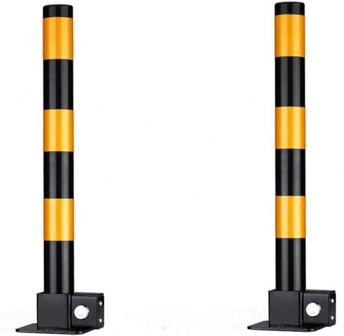 2 x Steel Retractable Folding CAR Security Parking Driveway Vehicle Post Bollards Includes Locks and Bolts – Anti Theft Security Post Bollard Parking Barrier (Pole Shape)
