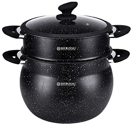 WPARHUS Herzog couscoussier Façon Pierre Tous Feux Dont Induction sans PFOA Haute Qualité Revêtement en Greblon C3+ de Technologie Allemande… (9 litres)