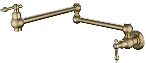 HomeLava Klassisch Faltbar Wasserhahn Küche Wandmontage Spültischarmatur Einhand Küchenarmatur Kaltwasserhahn Kaltwasser Einhebelmischer Armatur Wand Messing