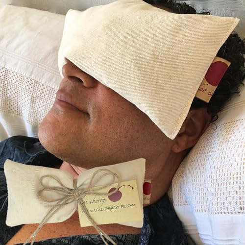 Eye Pillow Natural Denim Cherry Pit-Stone Pack, Microwavable Hot/Cold Compress, Sustainable Gift, Moist Heat, Headache Pain Relief, Spa Yoga