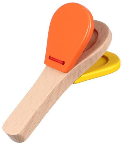 Toyvian Wooden Hand Clapper, Handheld Castanet Percussion Instrument