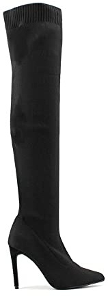 MODELISA - Bota Tacón Alto Fino Textil Para Vestir Mujer (Negro, numeric_36)