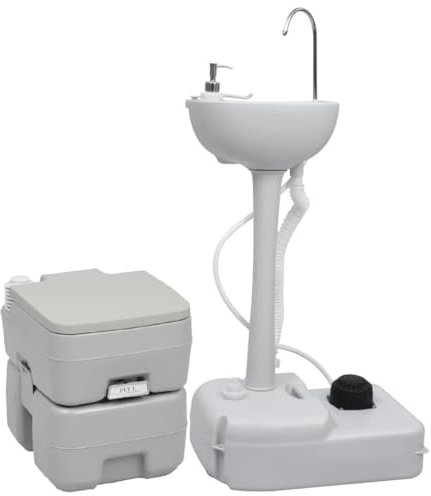 vidaXL Tragbare Campingtoilette mit Waschbecken, Campingtoilette, tragbare Campingtoilette, Camping Handwaschstation, Reisetoilette