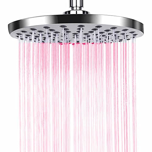 Vetrineinrete® Soffione doccia con led rgb rotondo Ø 20 cm per cromoterapia doccia emozionale doccetta multicolore argento