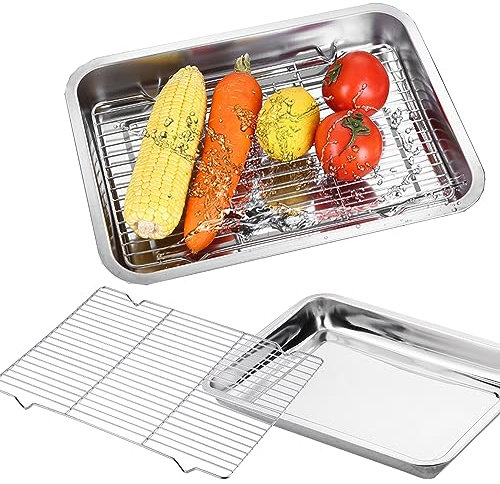 SUQ BBQ Grillschalen 2er Set - Edelstahl Grillkorb Grillschale für den Aussenbereich - Zubehör Schale für Gemüse Fisch oder Fleisch - Für Gasgrill und Alle Anderen Grills,Leicht Zu Reinigender