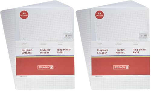 Brunnen 1066332 Ringbucheinlagen (A5, kariert, 100 Blatt, 70 g/m²), weiß (Packung mit 2)