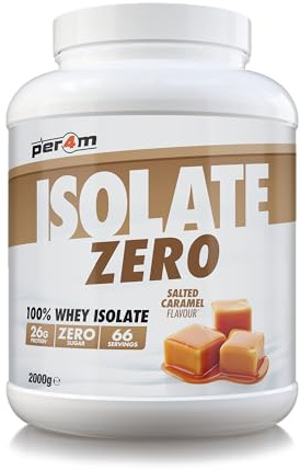 Per4m Isolate Zero Premium Whey Protein Powder | Superior Flavour Ultra Filtered + Amino Acids | Fast Absorbing Zero Sugar Gluten Free Shake for Lean Muscle & Recovery (2kg, Salted Caramel)