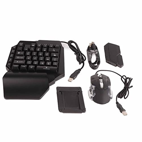 Gavigain Keyboard,One Handed RGB Gaming Keyboard and Mouse Combo, 35 Keys Mini Gaming Keypad, Keypad Mouse, USB Rest Half Hand Portable Game Controller with Converter for PC Gamer