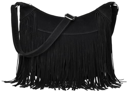 Fringe Hobo Bags for Women Vintage Suede Crossbody Bag Hippie Western Cowgirl Purses Tassel Shoulder Bag
