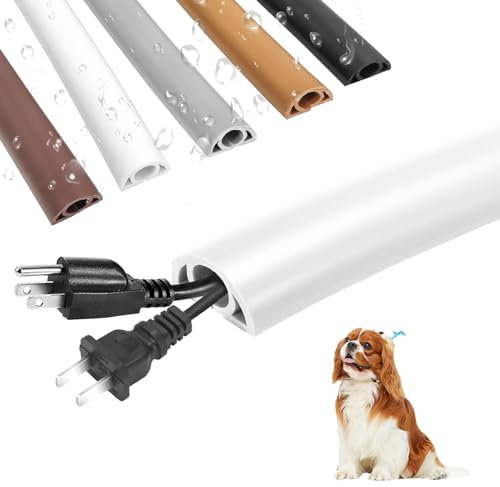 KADIO Kabelkanal Selbstklebend weiß Premium Kabelkanal Flexibler Kabelführung für Haus Büro und Schule Geruchsfrei und Beißfest Universaler Boden Outdoor Innenbereich Kabelkanal (Weiss, 1m)