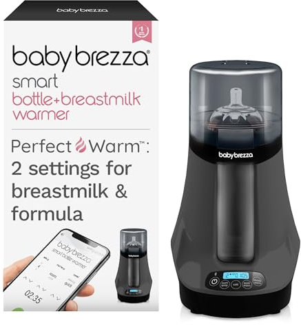 Baby Brezza Smart Baby Bottle Warmer, Breastmilk Warmer + Defroster – Free App - Different Temperatures for Breastmilk + Formula - Universal Fit for All Bottles + Milk Bags - Calentador de Biberones