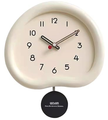 Ergocar Reloj De Pared De Madera Moderno y Silencioso, Analógico Con Péndulo Oscilante, Funciona Con Pilas, Redondo, Adecuado Para Dormitorio, Salón