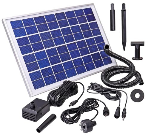 CLGarden Solar Springbrunnenpumpe NASP4-S Set mit Akku LED Beleuchtung Schlauch Pumpe für Springbrunnen Quellstein Garten Brunnen 500 l/h 12V