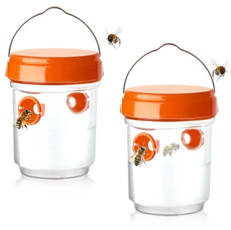 Trampas para Avispas,Trampa Avispas Asiaticas,Trampa para Avispas Exterior,Reutilizables Trampa para Moscas,Trampa Plástico para Insectos,Mata Avispas,Trampa Moscas Fruta,Sin Atrayente (2 Piezas)