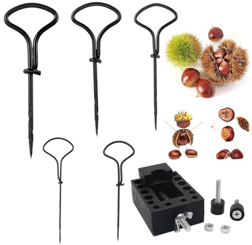 EJRUP 5 Pezzi Trapano Castagno Set,con Fermo,Trapano a Mano per Castagne, Trapani in Castagno per L'artigianato,1.5/2/3/4/5/6MM Trapani a Mano Set Artigianale Castagno, per DIY, Decorazione