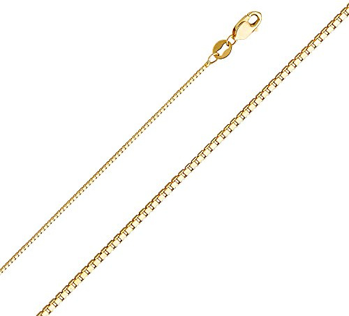 ioka joyas – 14 K amarillo oro macizo 1 mm caja cadena collar