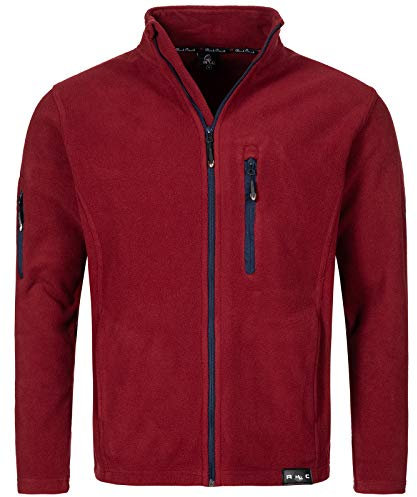 Rock Creek Herren Fleece Jacke Outdoor Wanderjacke Pullover Full Zip Hoodie Herrenjacke Fleecejacke Winterjacke Strickjacke Strickfleecejacke H-197 Weinrot L