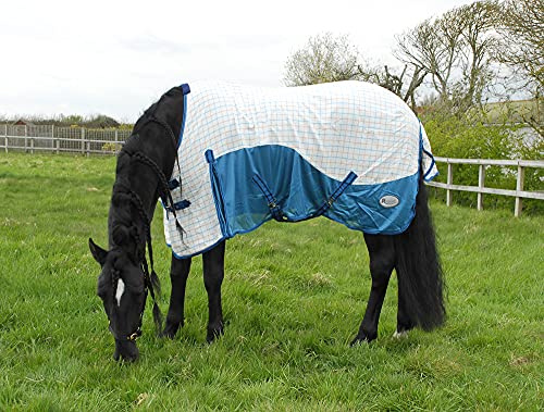 Rhinegold Helena Air Summer Horse Sheet With Mesh 4.6, Turquoise Check