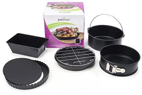 Patisse 02865, Kit 7 Moules à pour Friteuse à Air Chaud Air Fryer XL & XXL, Noir, Acier Revêtu sans PFAS