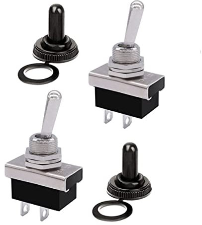 JZK 2 Uds 25A 12V interruptor de palanca 2 pin ON OFF, KN3D-101 interruptor palanca 12V On/Off metal, 2 posiciones SPST interruptor de palanca encendido/apagado con tapa impermeable