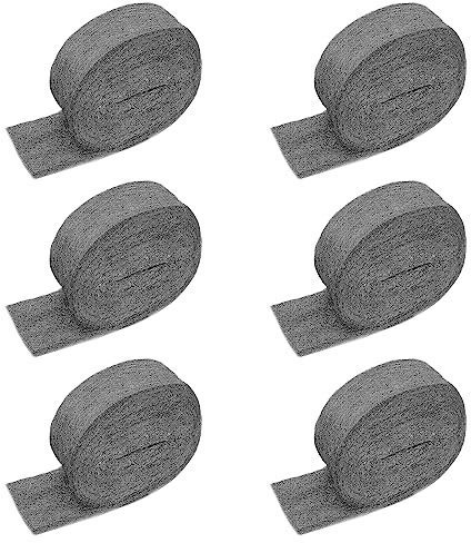 TAFFY'S Steel Wool Pads 0000 for Glass - Extra Fine SteelWool for Cleaning & Polishing - Steel Wool Mice Control (6 Rolls (150g Each))