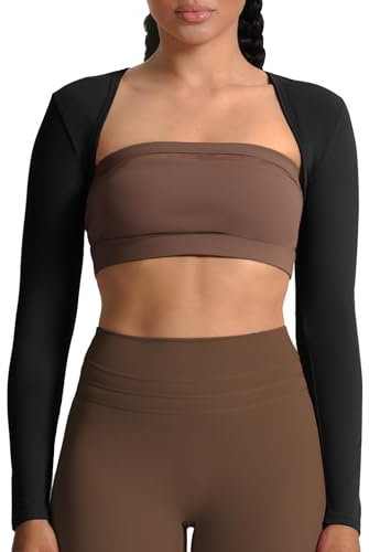 Aoxjox Women's Long Sleeve Open Front Lexi Lined Bolero Shrug Crop Top Cardigan (Black, Small)