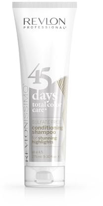 Revlonissimo 45 Days Total Color Care Shampooing après-shampoing « STUNNING HIGHLIGHTS », 275 ml, shampoing protecteur de la couleur pour cheveux blonds clairs, méchés et blancs, shampoing de soin