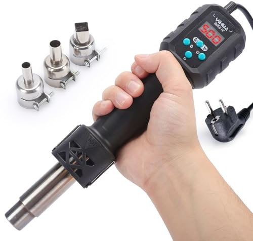YIHUA 8858-IV Mehrzweck-Heißluftfön für Basteln Elektroniklöten DIY Schrumpfschlauch und -folie Lötbrenner mit Temperatur- und Luftstromregelung 3 Düsen eingebauter Ständer manueller Standby-Modus