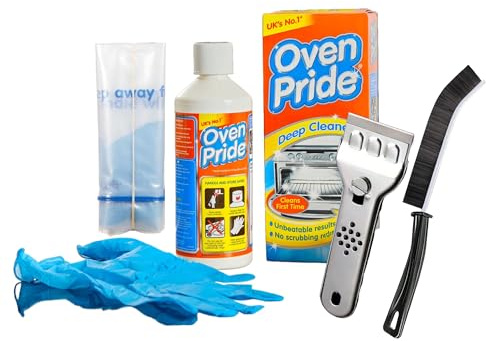 Oven cleaner heavy duty Kit - Including 500ml Cleaning Solution, Crevice brush, Ceramic Hob Scraper, Protective Gloves & Oven Cleaning Bags