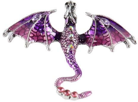 Nicear Vintage Dragon Enamel Brooch - Crystal Diamond Lapel Pin For Suits Hats Bags Gothic Fantasy Jewelry Accessories For Men And Women