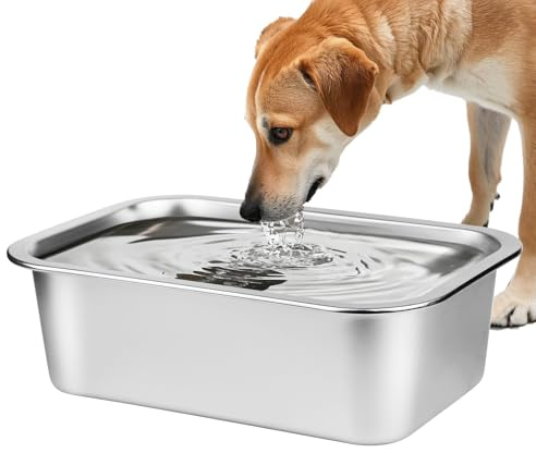 Ohtomber Stainless Steel Dog Bowl - 2.65 Gallons Metal Large Pet Dog Water & Food Bowl, Outdoor Feeder Water Trough Dish Plate for Cat, Big, Extra Large Breed