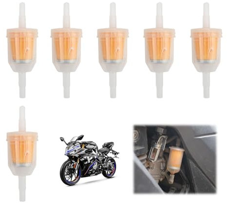 6 Stück Benzinfilter,Kraftstofffilter,Benzinfilter 6mm/8mm,Dieselfilter,Benzinfilter Moped,Benzinfilter Rasenmäher,Für Rasenmäher Auto Motorrad Roller Mofa Diesel Moped