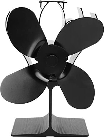 ANKROYU Ventilateur de poêle à bois à chauffer 4 lame Félière de cheminée à démarrage silencieuse pour les poêles à granulés de gaz en bois alliage d'aluminium d'économie d'énergie noir