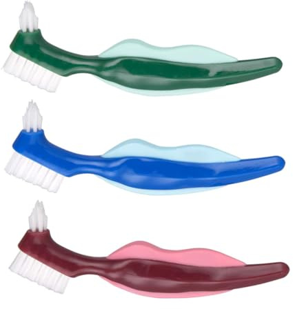 WRITWAA 3piezas Cepillos Para Dentaduras Postizas De Doble Cabezal Limpiador De Dentaduras Postizas Para Cuidado Dental