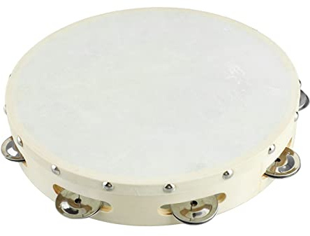 lvifloae Tambourin Tambour Main Clap Tambourin à Main Instrument de Percussion Imitation Peau Mouton Tête Imitation Peau de Mouton Durable Cadre en Bois Robuste Pour Enfants