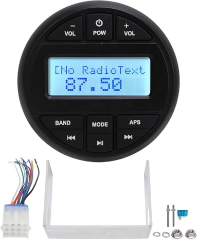 Klanata Marine Bluetooth-mottagare, radiomätare, 4 x 45 W förstärkare, MP3/USB/AUX/FM/AM-spelare, IPX6 digital media för båtar, yachter, husbilar