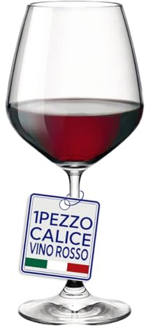 Sicignano | Calice Vino D ivino in Vetro Sottile Made in Italy, Eleganti e Trasparenti, Lavabili in Lavastoviglie (1, Vino Rosso)