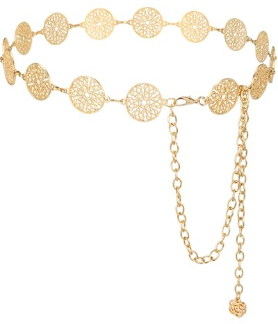 maikun Gold Chain Belt for Women, Metal Belt Wasit Chain for Women, Fashion Adjustable Body Link Belts for Jeans Dress