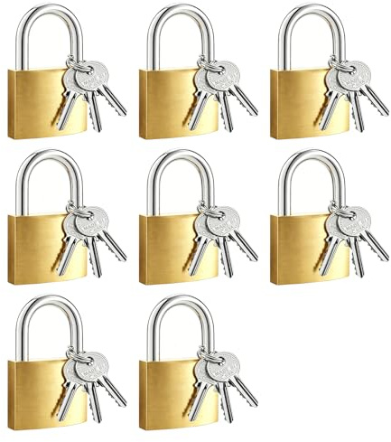 8 Pcs Candados con Llave, Candado Taquilla con Llave, Candados de Latón para Maletas de Viaje Taquilla Armarios Mochilas Equipaje, Taquillas, Cerraduras de Seguridad(32 mm)