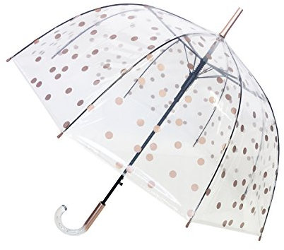 SMARTBULLE Transparenter langer Regenschirm - Glockenform; Stabil; Automatische Öffnung; Durchmesser=85cm; Transparenter Griff; Regenschirm für Frauen/Damen; Muster KUPFERPFEIFE