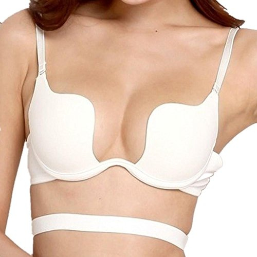 ZUKULIFE Essentials Deep U Soutien-Gorge Push-up multidirectionnel pour Femme - Blanc - 100D