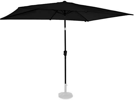 VONROC Parasol de Jardin Extérieur Rapallo 200x300cm Noir - Parasol Rectangulaire Inclinable en Toile Protection Solaire UPF 50+ - Manivelle Anti Retour, Housse de Protection Incluse