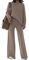 Viottiset Damen Gestrickte Outfits Stehkragen Pullover Weites Bein Hosen Zweiteilig Set Sweatsuit Loungewear Khaki M
