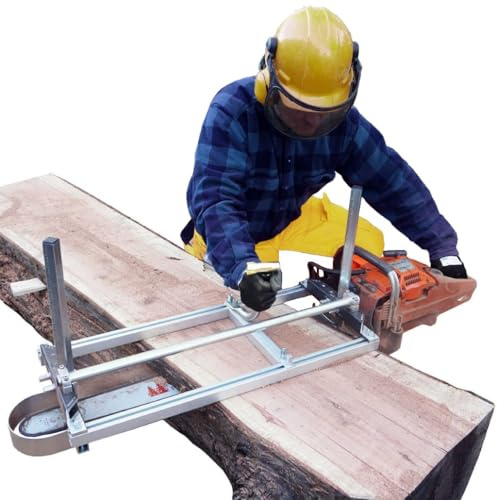 Alpha Forestry Tragbares Kettensägen-Sägewerk, 35,6 cm bis 91,4 cm, verstellbare DIY-Holzmühle, robuste professionelle Holzschneidemühle, Edelstahl und Aluminium, einfach zu montieren