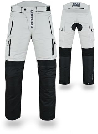 TLA EXPLORA Pantaloni Moto con Protezioni a 2 Strati, 4 Stagioni, Imbottitura Staccabile, Impermeabili, Taglie sino 7XL Unisex per Uomo e Donna. Pantalone Moto Turismo, Enduro, Quad, Motoslitta
