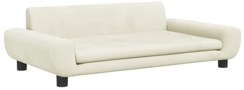 vidaXL Cama para Perros de Terciopelo Crema 100x54x33 cm, sofá para Perros, Cama para Cachorros, Asiento para Perros, sofá para Mascota