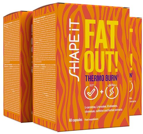 Fat Out Thermo Burn - L Carnitin, L Tyrosin, Cayennepfeffer, Garcinia Cambogia, Chrom, Grüner Tee, und B-Komplex-Vitamine - 180 Kapseln für 2 Monate von Sensilab